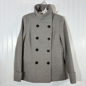 H&M Womens Gray Double Breasted Peacoat Jacket Sz 8 Classic Tailored Fit Capsule